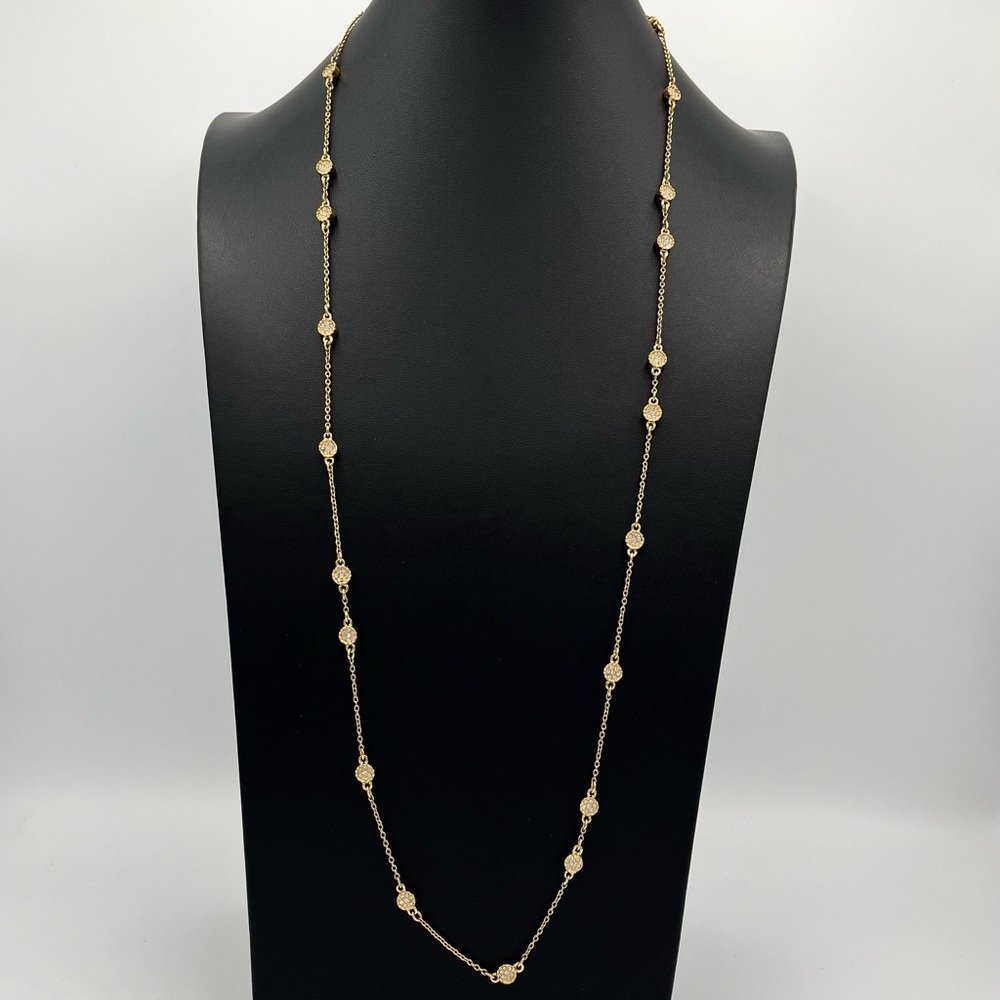 EUC Kate Spade Gold Crystal Long Continuous Scatter Station Necklace